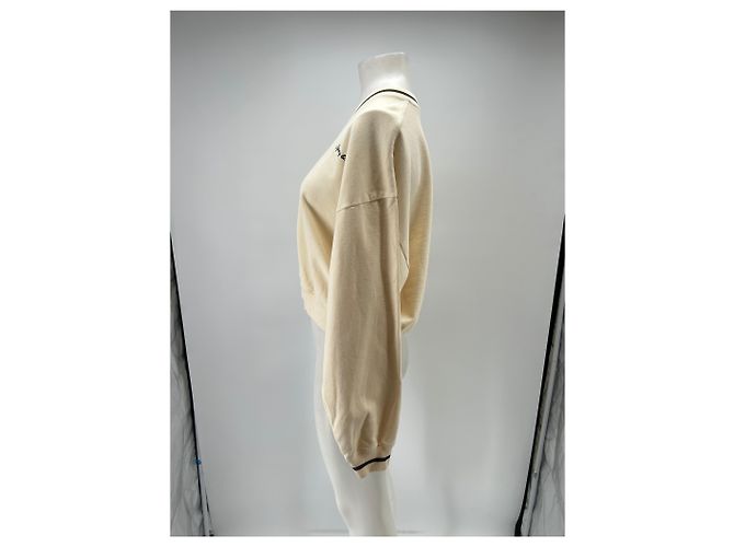 Autre Marque SPORT & RICH Cropped Pullover Ecru Baumwolle L Beige - Ansicht 4