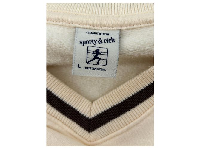 Autre Marque SPORT & RICH Cropped Pullover Ecru Baumwolle L Beige - Ansicht 6