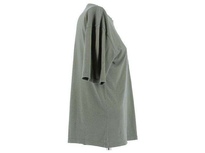 Autre Marque Camiseta Officine Generale caqui de algodão com mangas 3/4 - vista 3