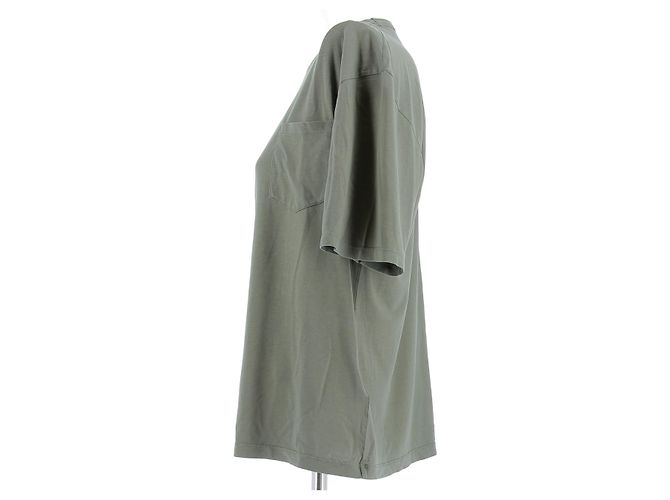 Autre Marque Camiseta Officine Generale caqui de algodão com mangas 3/4 - vista 4