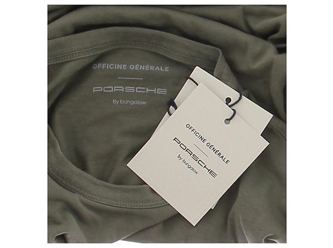 Autre Marque Camiseta Officine Generale caqui de algodão com mangas 3/4 - vista 5