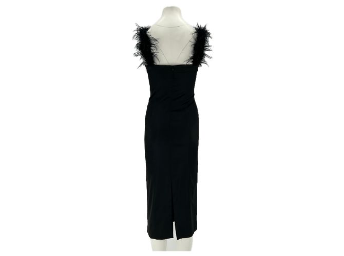 Staud Schwarzes Midikleid mit Federträgern - Ansicht 2
