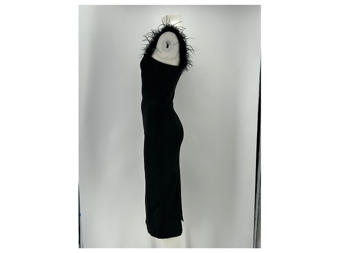 Staud Schwarzes Midikleid mit Federträgern - Ansicht 4