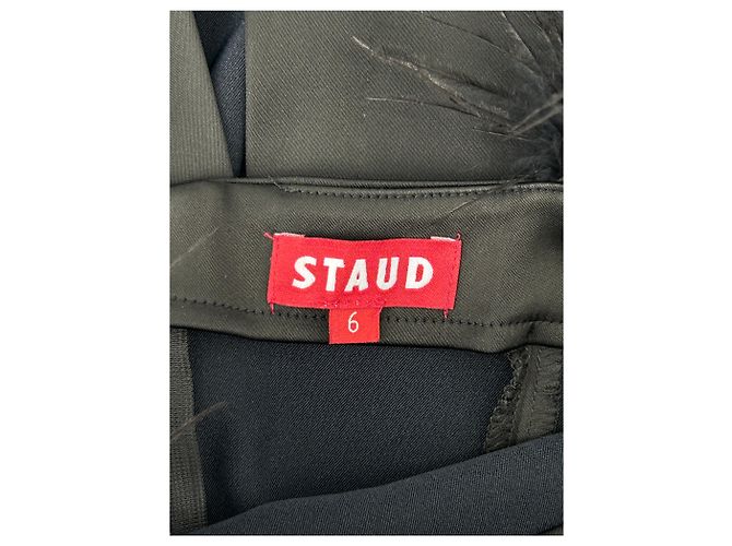 Staud Schwarzes Midikleid mit Federträgern - Ansicht 5