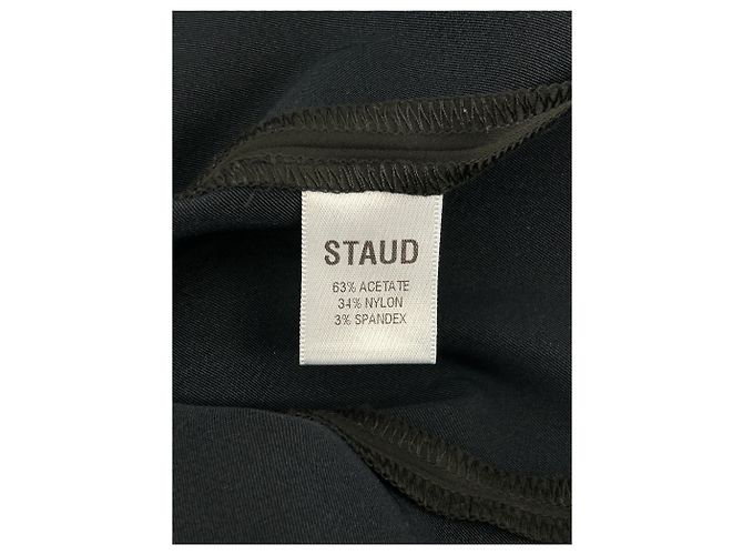 Staud Schwarzes Midikleid mit Federträgern - Ansicht 6