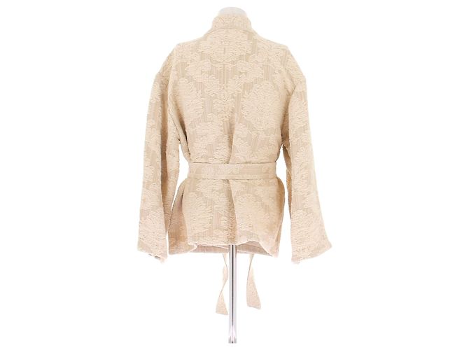 Christian Dior beige bestickte Jacke mit Gürtel - Ansicht 2