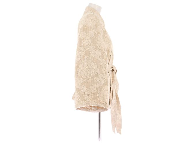 Christian Dior beige bestickte Jacke mit Gürtel - Ansicht 3