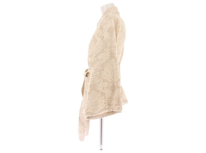 Christian Dior beige bestickte Jacke mit Gürtel - Ansicht 4