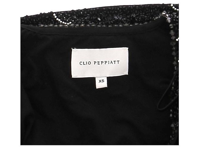 Autre Marque CLIO PEPPIATT Schwarzes kurzes Kleid mit Perlen - Ansicht 3