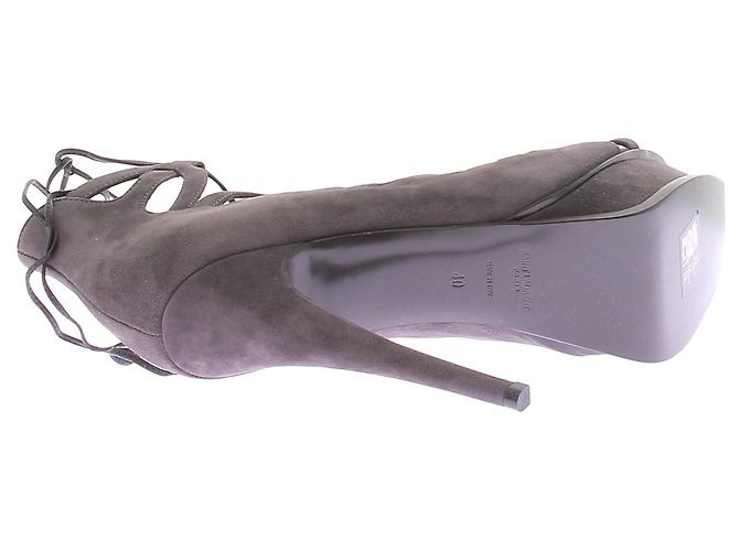 Saint Laurent Décolleté con plateau in camoscio Grigio - vista 7