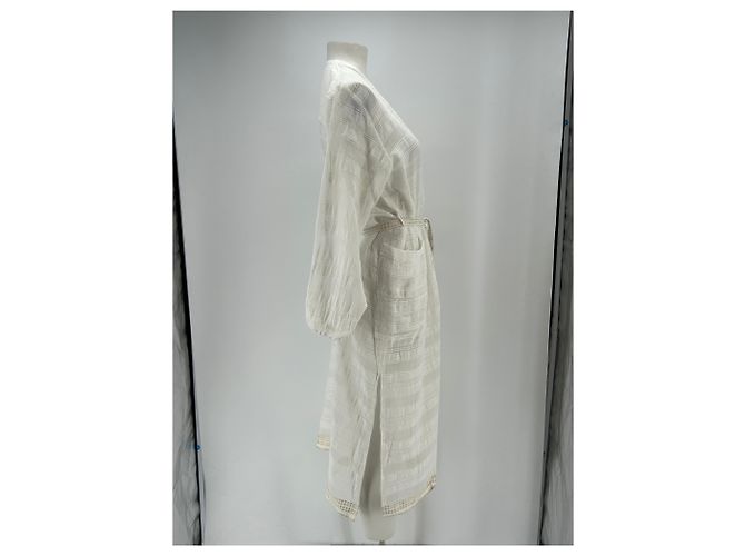 Autre Marque Vestido maxi branco e dourado com cinto LEM LEM - vista 3