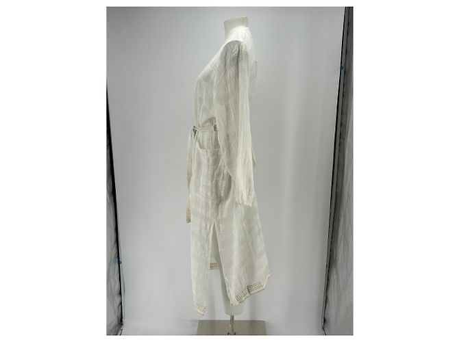 Autre Marque Vestido maxi branco e dourado com cinto LEM LEM - vista 4