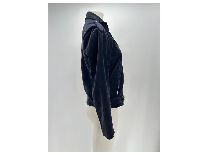 Autre Marque MODETROTTER Marineblaue Multizip-Jacke mit Gürtel - Ansicht 3
