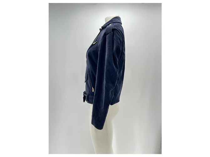 Autre Marque MODETROTTER Marineblaue Multizip-Jacke mit Gürtel - Ansicht 4