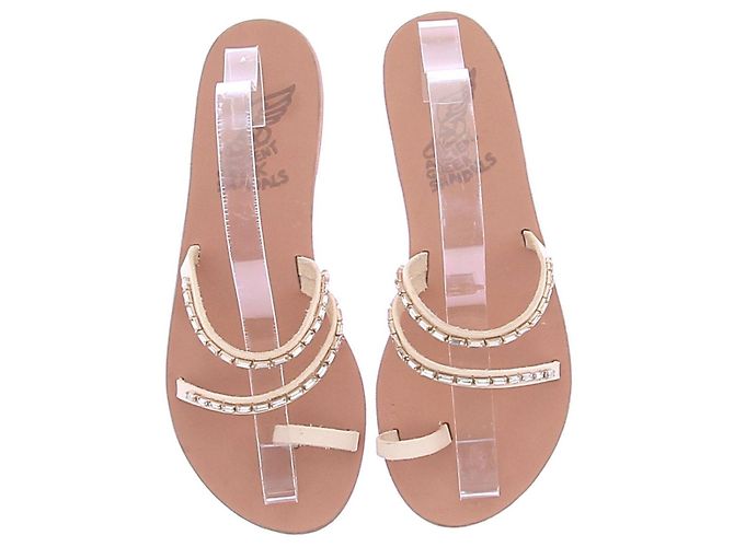 Ancient Greek Sandals Sandali in pelle con strass beige - vista 6