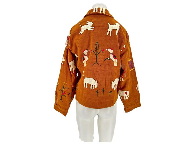Autre Marque Chaqueta de algodón marrón bordada A.S Castaño - vista 2