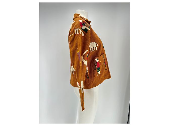 Autre Marque Chaqueta de algodón marrón bordada A.S Castaño - vista 3