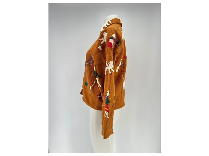 Autre Marque Chaqueta de algodón marrón bordada A.S Castaño - vista 4