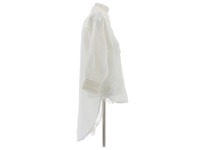 Camicia Ermanno Scervino bianca ricamata in ramie Bianco - vista 3