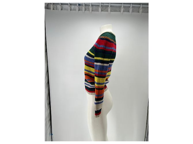 Jean Paul Gaultier Gestreifter, mehrfarbiger Wollpullover Mehrfarben - Ansicht 4