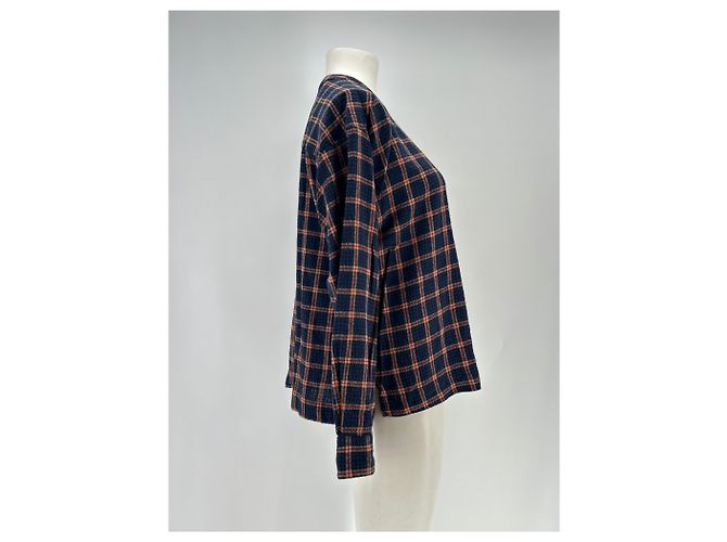 Autre Marque Blusa de cuadros de algodón azul marino XIRENA - vista 3