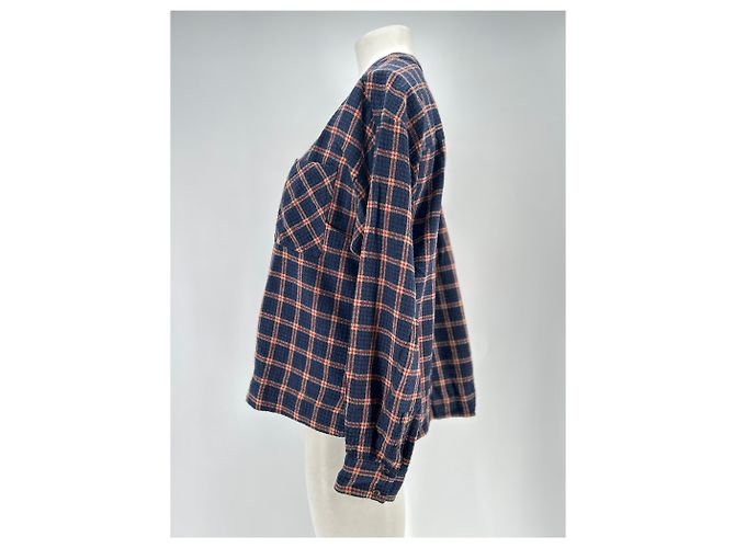 Autre Marque Blusa de cuadros de algodón azul marino XIRENA - vista 4