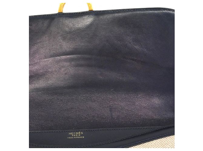 Borsa Hermès Ring de Toile H Blu navy - vista 12