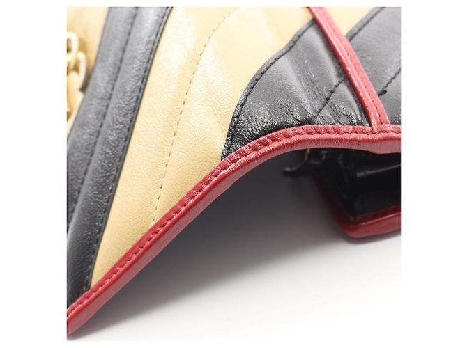 Gucci GG Marmont Bifold Langbörse Schwarz Rot Beige - Ansicht 6