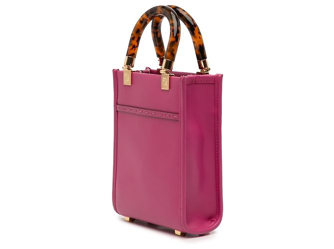Fendi Mini Borsa Sunshine Shopper in Pelle Rosa - vista 2