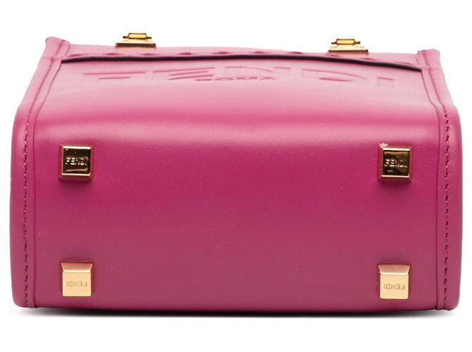 Fendi Mini Borsa Sunshine Shopper in Pelle Rosa - vista 3