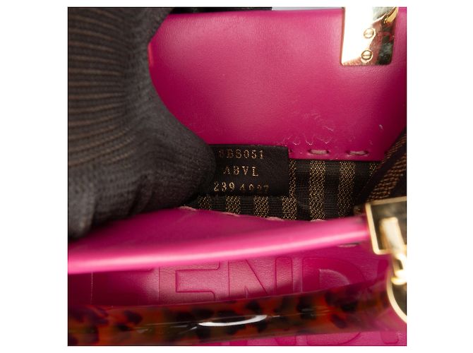 Fendi Mini Borsa Sunshine Shopper in Pelle Rosa - vista 6