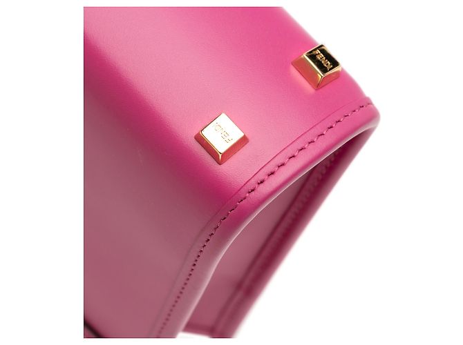 Fendi Mini Borsa Sunshine Shopper in Pelle Rosa - vista 7