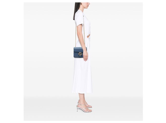 Gucci Blu Piccolo Dollar Pelle di Vitello Crossbody Interlocking G - vista 7