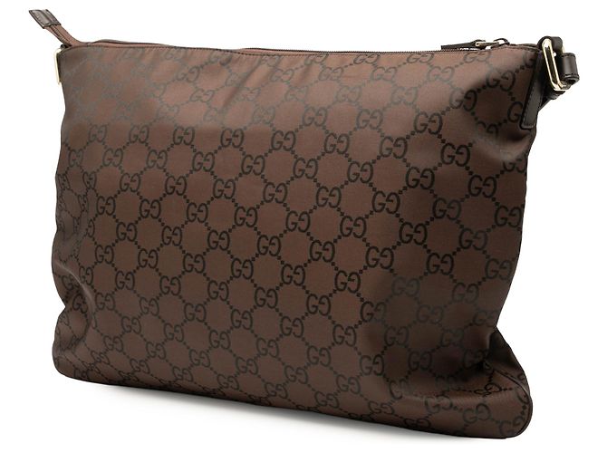 Borsa a tracolla in nylon GG marrone di Gucci Marrone scuro - vista 2