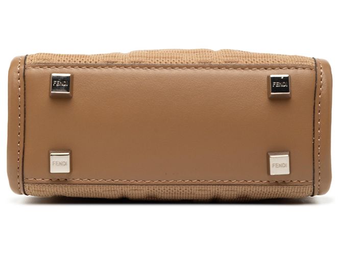 Fendi Tote Sunshine de tela técnica mini Zucca en relieve marrón Castaño Marrón claro - vista 3