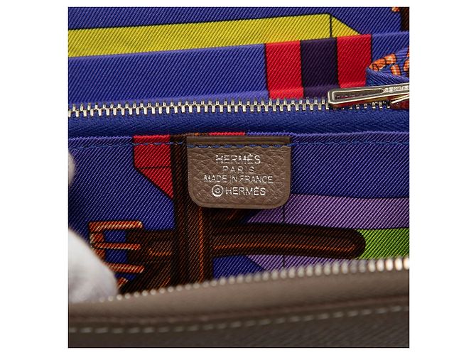 Silk In Billetera compacta de seda Epsom marrón Hermès Castaño Gris pardo - vista 6