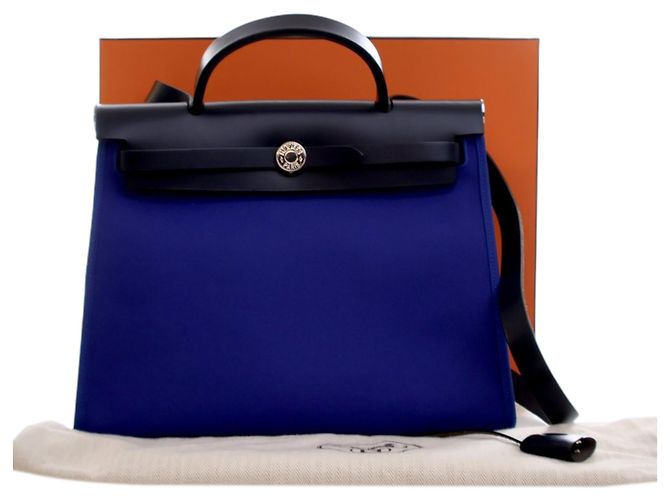 Hermès Blue Toile Herbag Zip 31 - vista 15