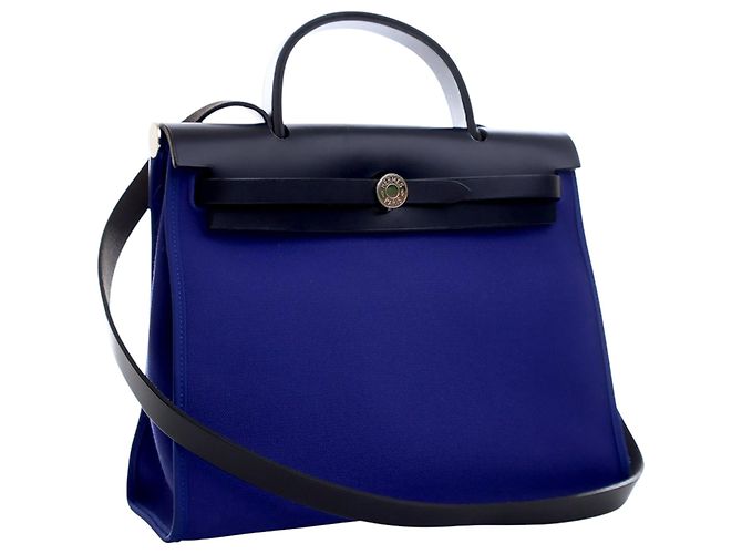 Hermès Blue Toile Herbag Zip 31 - vista 3
