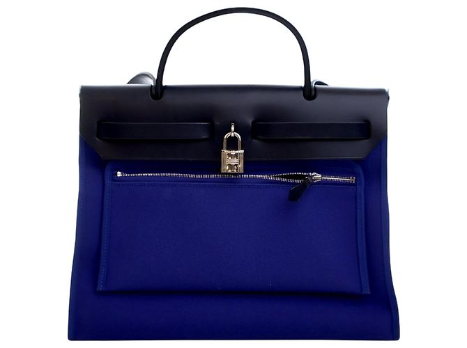 Hermès Blue Toile Herbag Zip 31 - vista 4