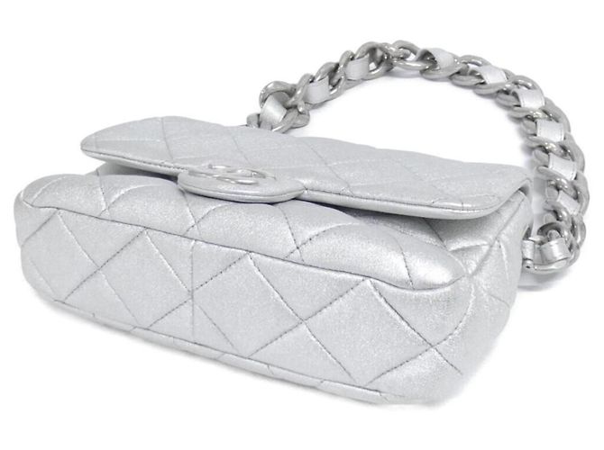 Borsa a spalla in pelle argentata Chanel AS4599 Argento - vista 3