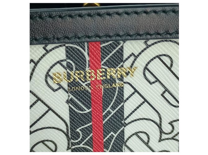Burberry Small Monogram Stripe E-Canvas Portrait Tote Bag Braun - Ansicht 6