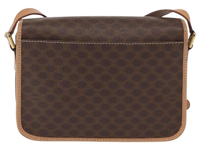Céline Celine Vintage Macadam Circle Logo Canvas et cuir Marron - vue 2