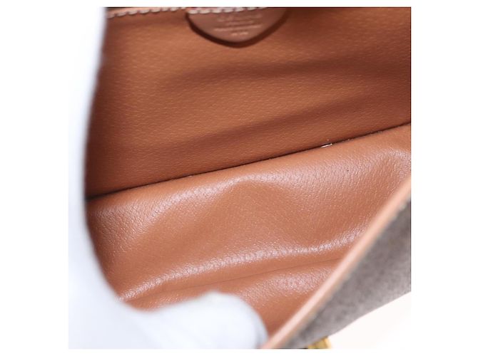 Céline Celine Vintage Macadam Circle Logo Canvas et cuir Marron - vue 5