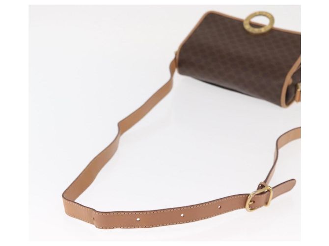 Céline Celine Vintage Macadam Circle Logo Canvas et cuir Marron - vue 7