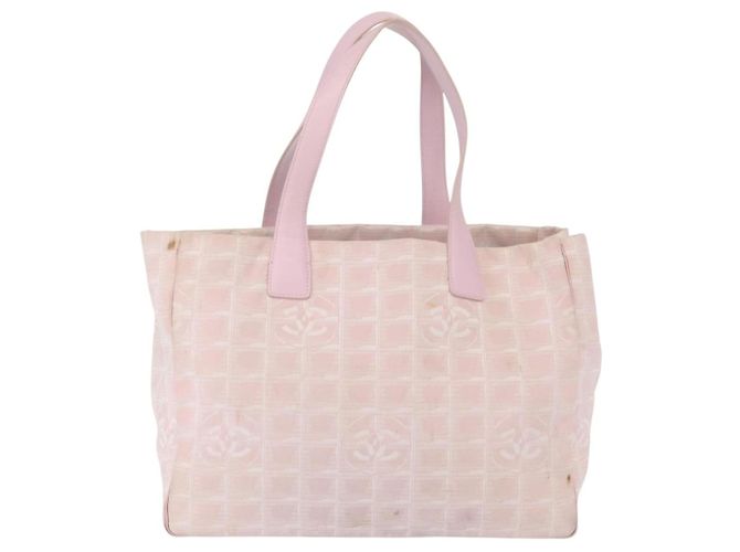 Bolsa Tote de Nylon Média da Linha de Viagem Chanel Rosa - vista 2