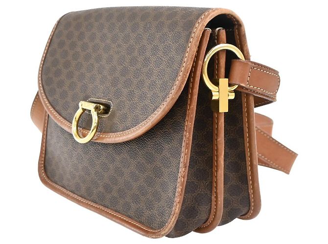 Edge Céline Celine Vintage Macadam Canvas and Leather Brown - view 3