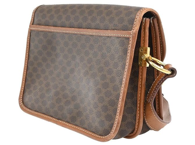 Edge Céline Celine Vintage Macadam Canvas and Leather Brown - view 4