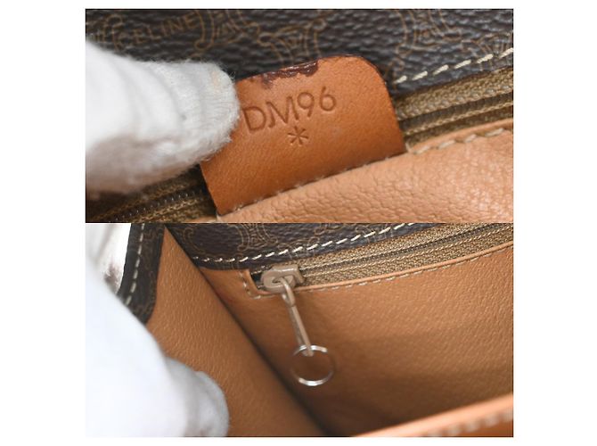 Edge Céline Celine Vintage Macadam Canvas and Leather Brown - view 7