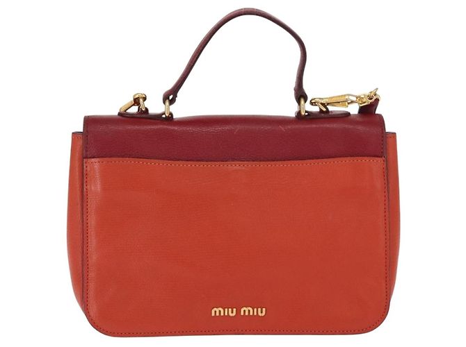 Miu Miu Madras Top Handle Leather Small Rot - Ansicht 2