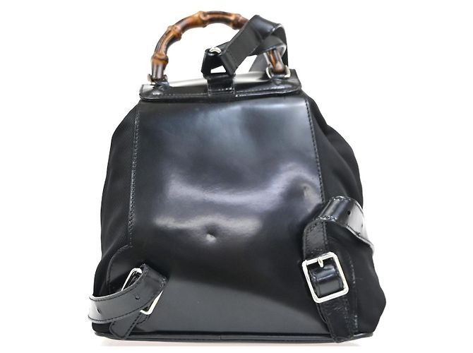 Gucci Vintage Bamboo Nylon y Patent Leather Mini Negro - vista 2